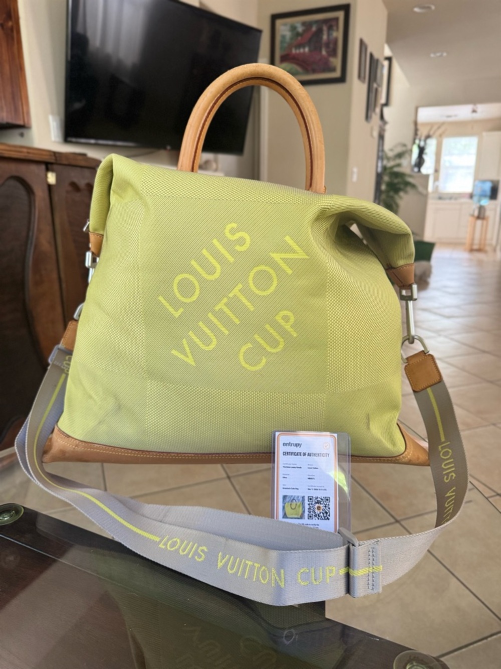 Louis Vuitton Green Canvas Tote Bag
